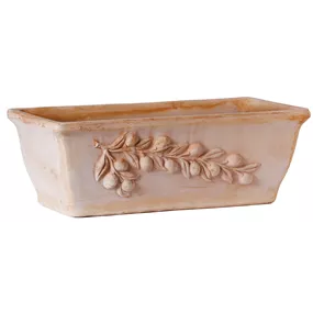 Kastenblumentopf mit Olivenmuster