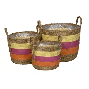 Korb rund mit Griffen und Streifen