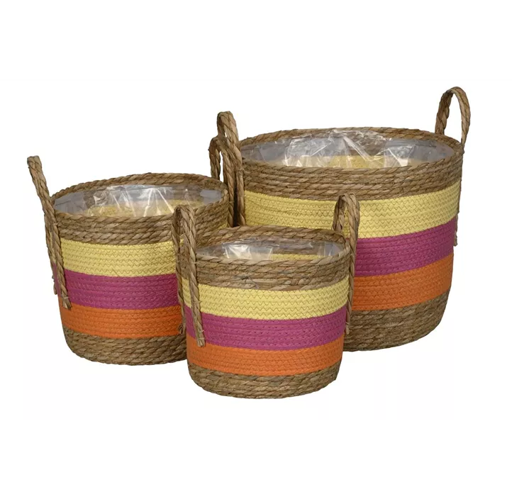 Korb rund mit Griffen und Streifen Korb rund mit Griffen und Streifen