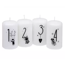 Stumpenkerzen 4er-Riegel Weihnachtszahlen