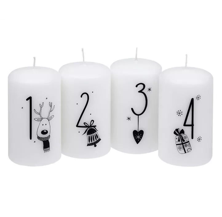 Stumpenkerzen 4er-Riegel Weihnachtszahlen Stumpenkerzen 4er-Riegel Weihnachtszahlen