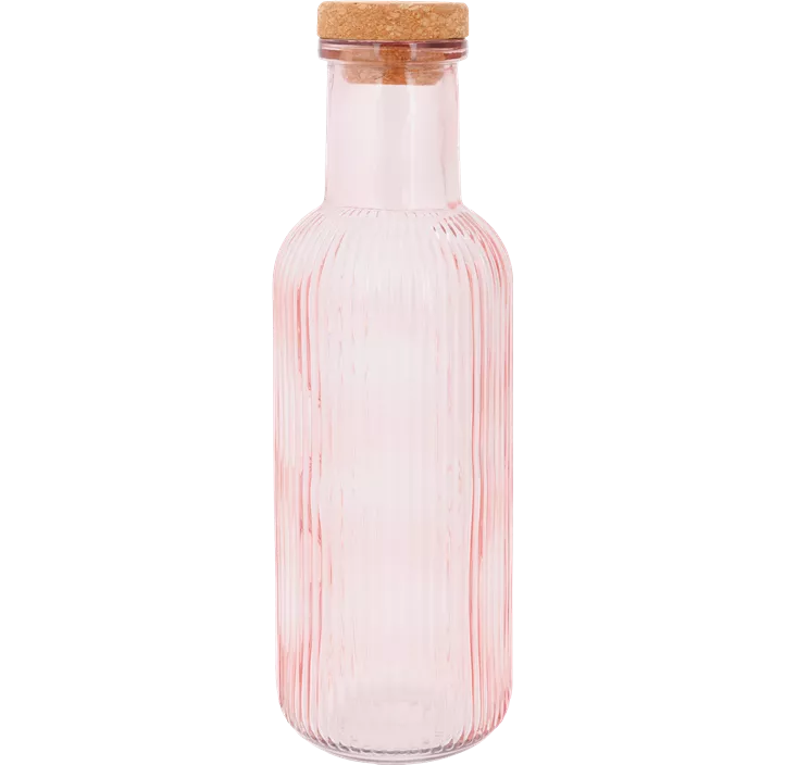 Glasflasche Raja mit Kork rosa