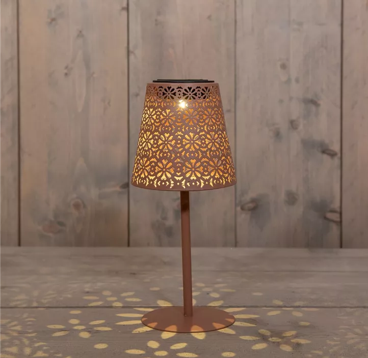 Solar Tischlampe mit Blumenmuster