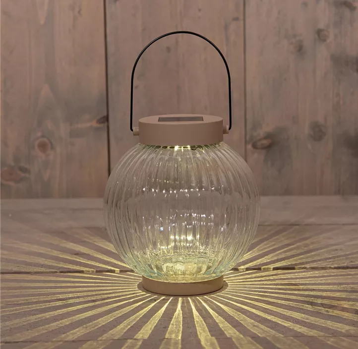 Solar Laterne aus Glas rund