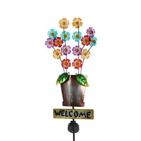 Solar Gartenstecker Flower welcome