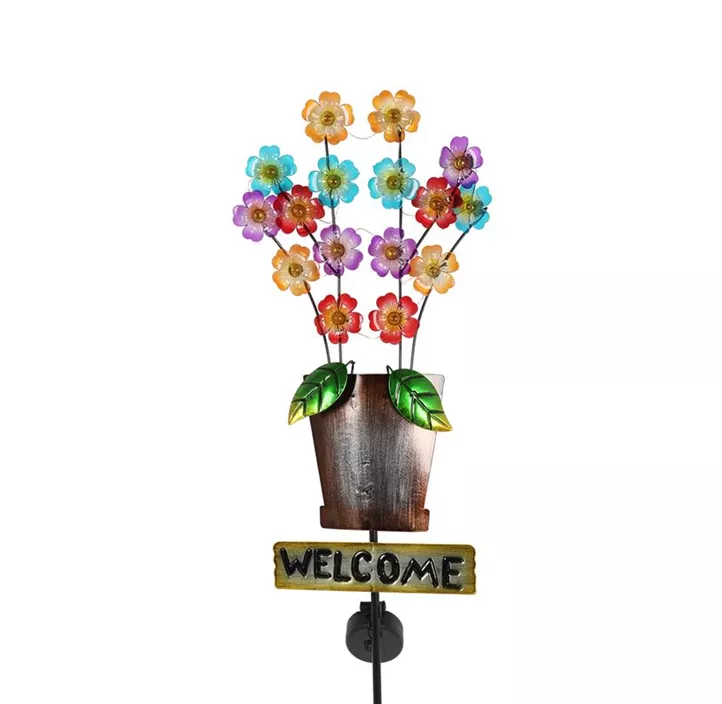Solar Gartenstecker Flower welcome