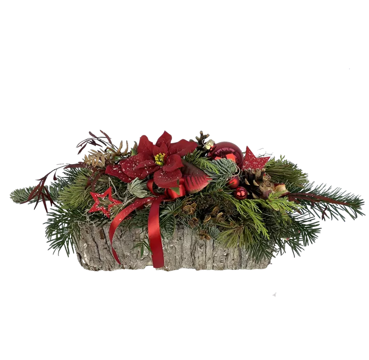 Adventgesteck Holzkiste mit Weihnachtsstern