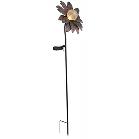 Solarleuchte Glas crackle, Erdspitz mit Blume