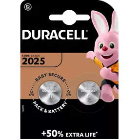 Duracell Lithium-Knopfzelle CR2025, 2 Stück