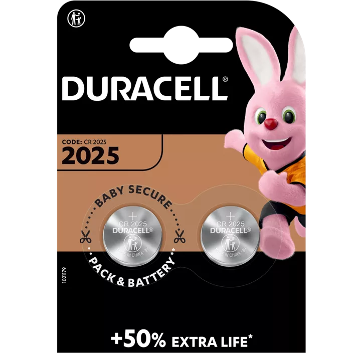 Duracell Lithium-Knopfzelle CR2025, 2 Stück