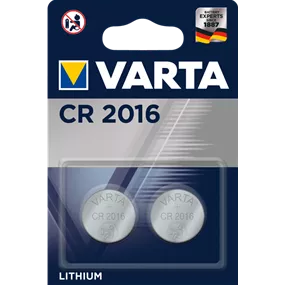 VARTA ELECTRONICS Lithium Knopfzelle CR2016, 2 Stück