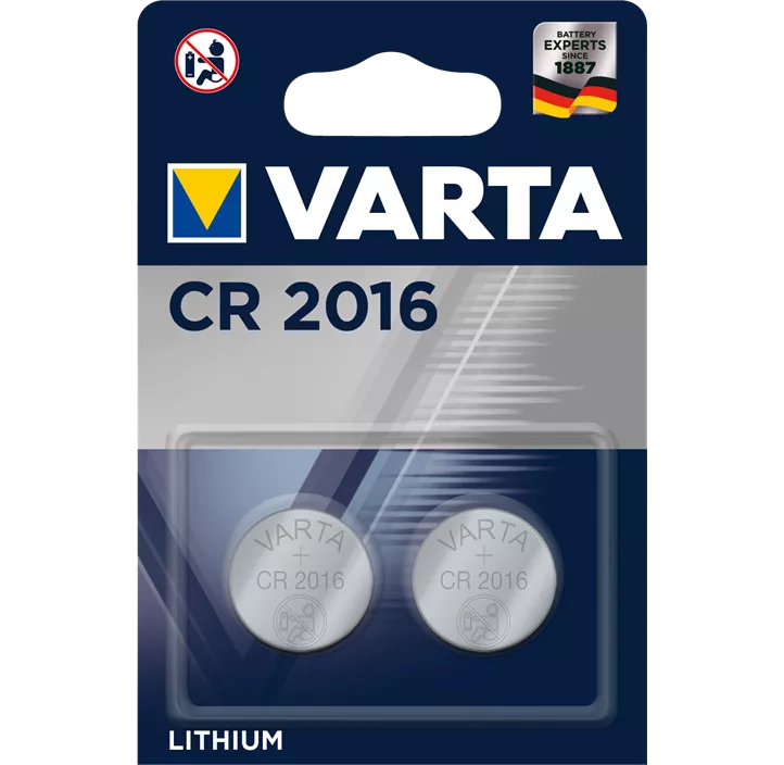 VARTA ELECTRONICS Lithium Knopfzelle CR2016, 2 Stück