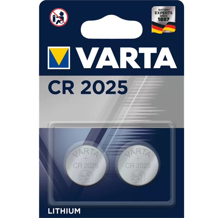 VARTA ELECTRONICS Lithium Knopfzelle CR2025, 2 Stück