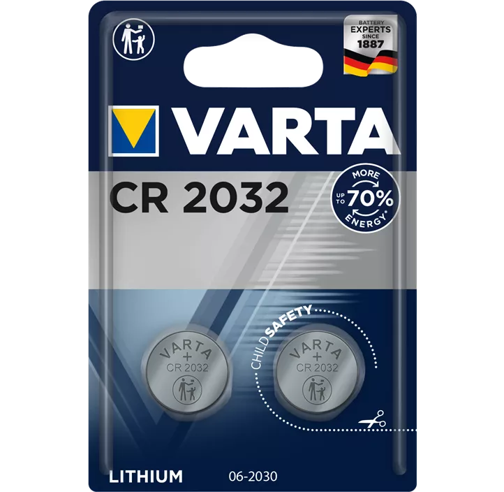 VARTA ELECTRONICS Lithium Knopfzelle CR2032, 2 Stück