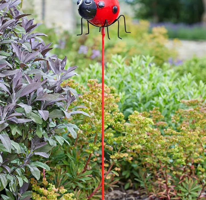 Gartenstab Biene-Marienkäfer groß