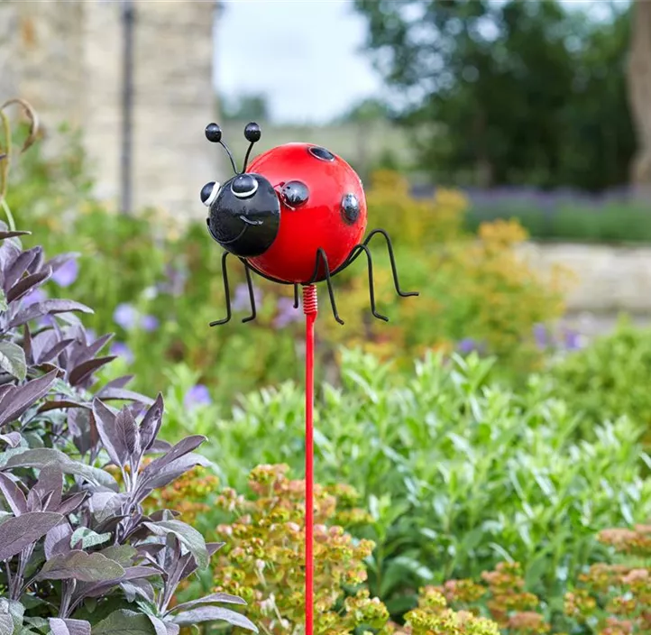 Gartenstab Biene-Marienkäfer groß