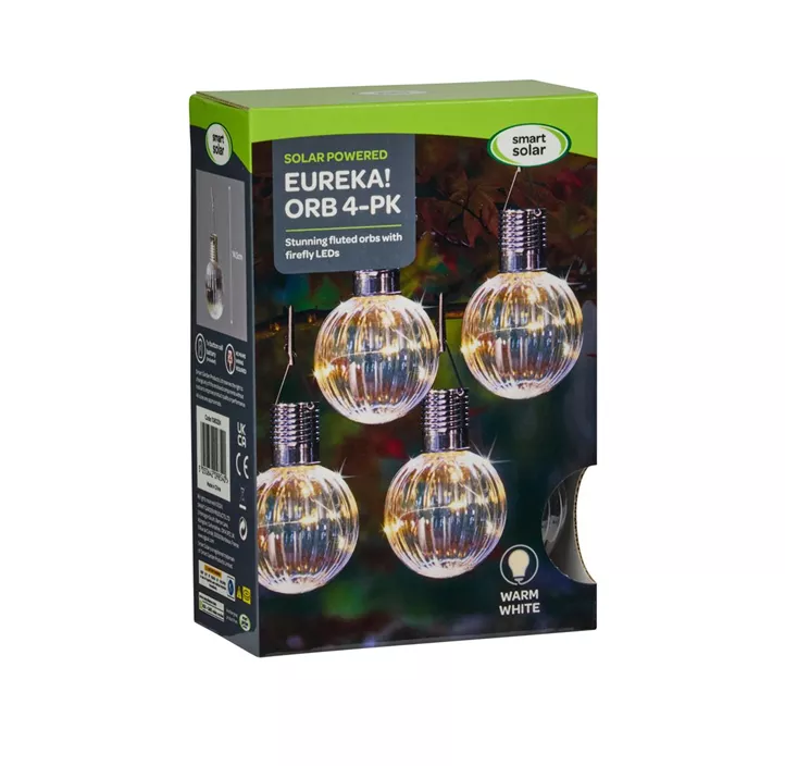 Eureka Solarglühbirne Orb geriffet, 4 Stk/Pkg
