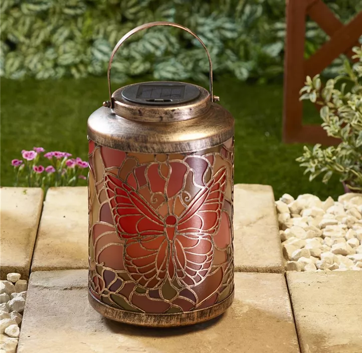 Solar Laterne Tiffany Schmetterling