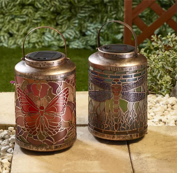 Solar Laterne Tiffany Schmetterling