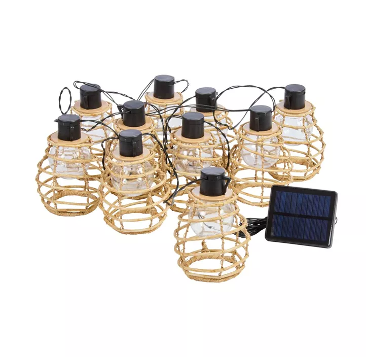 Solar Lichterkette Lumina Rattan, 10 Leuchten