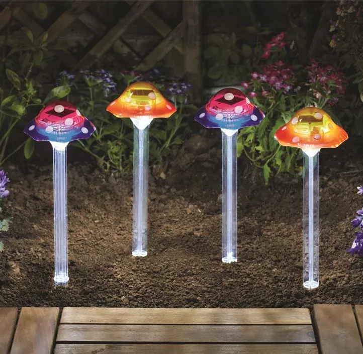 Solar Steckleuchte Funky Fungus, 4er-Packung