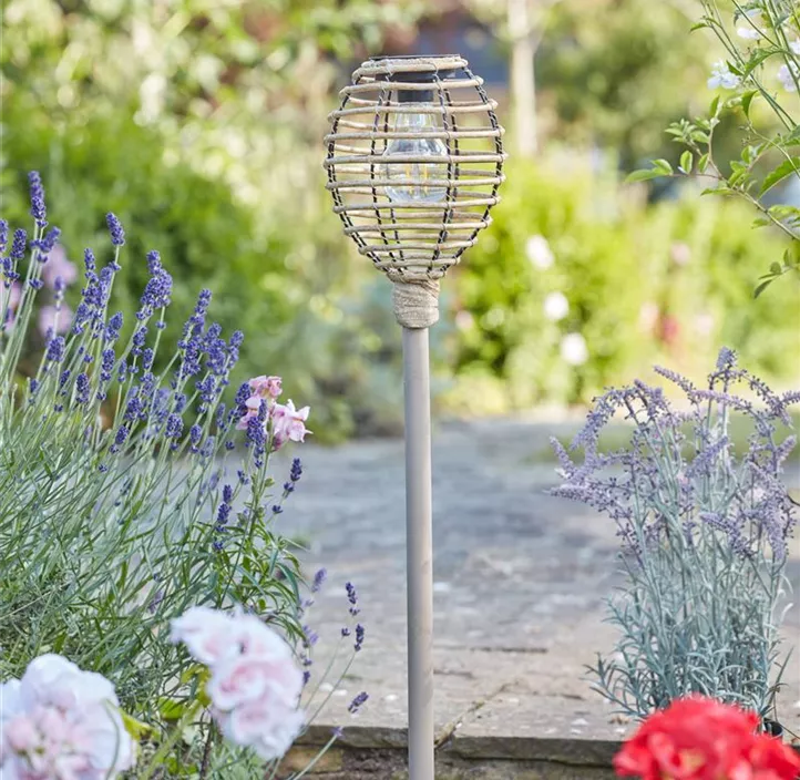 Solar-Gartenfackel Kunstrattan