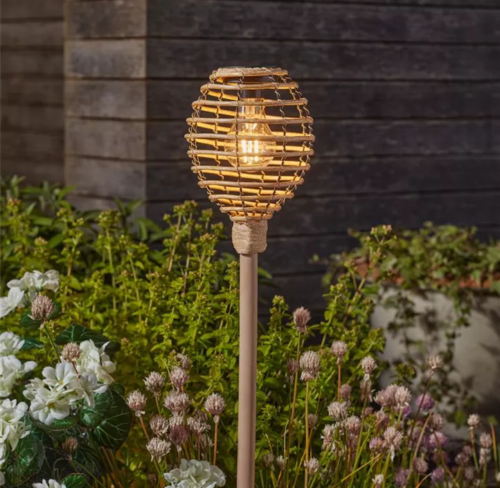 Solar-Gartenfackel Kunstrattan