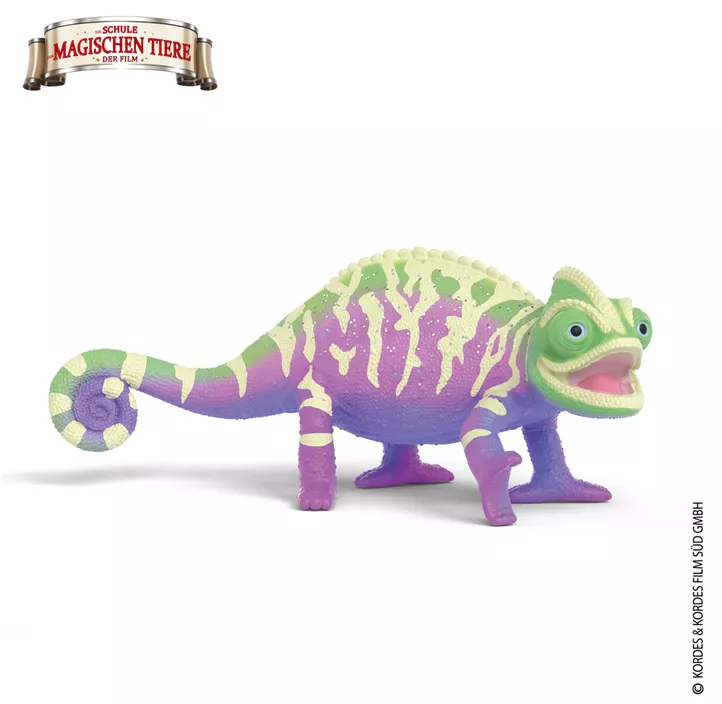 Caspar das Chamäleon in Regenbogenfarben