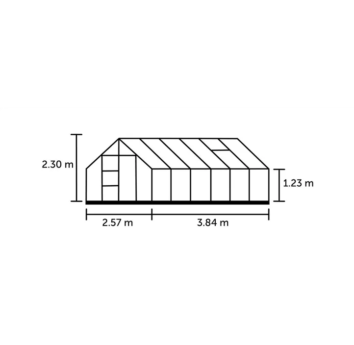 mit 3 mm Sicherheitsglas, 384 x 257 x 123 cm