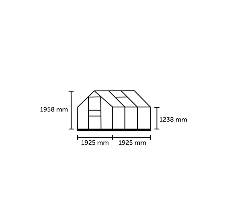 mit 3 mm Blankglas, 192,5 x 192,5 x 195,8 cm