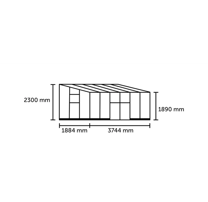 mit 3 mm Sicherheitsglas, 374,4 x 188,4 x 230 cm