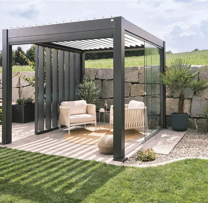 Pergola 5,5 x 3,5 , dunkelgrau-metallic-weiss