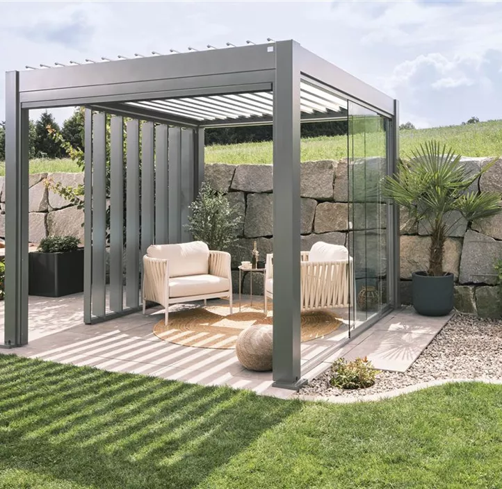 Pergola 5 x 3,5 , quarzgrau-silber-metallic