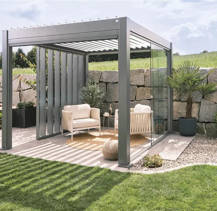 Pergola 6 x 3,5 , quarzgrau-metallic-weiss