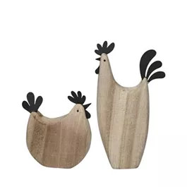 Hahn und Henne aus Holz