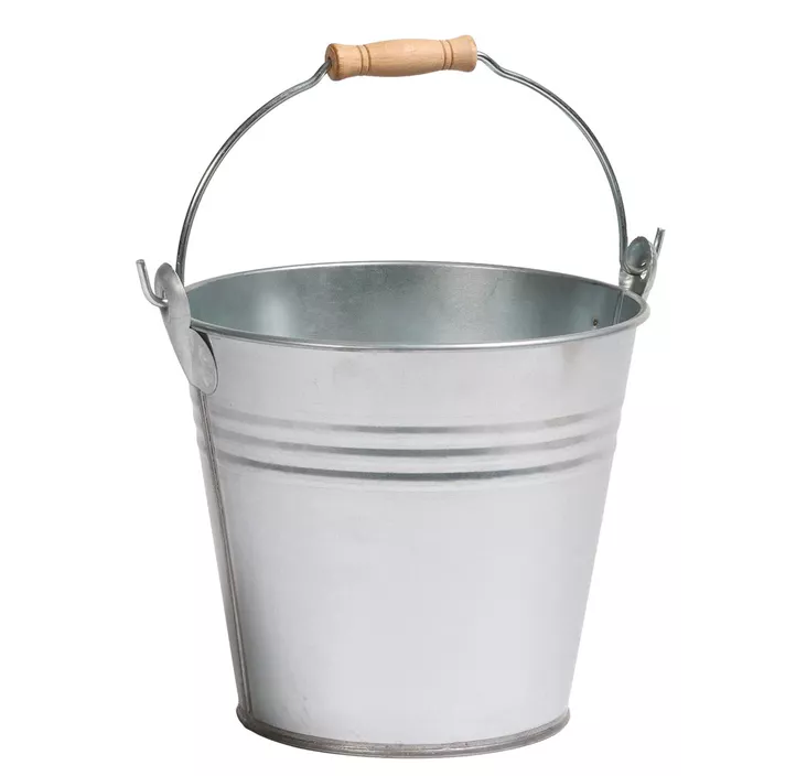 Metalleimer mit Holzgriff