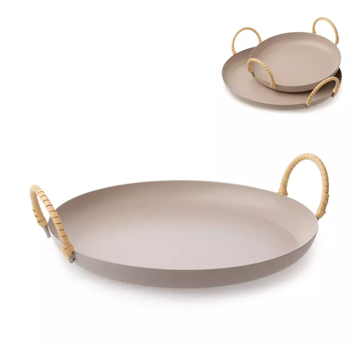 Deko Tablett aus Metall mit Griffen