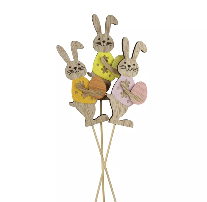 Blumenstecker Hase mit Osterei