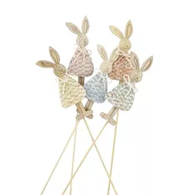 Blumenstecker Hase Wollart Holz
