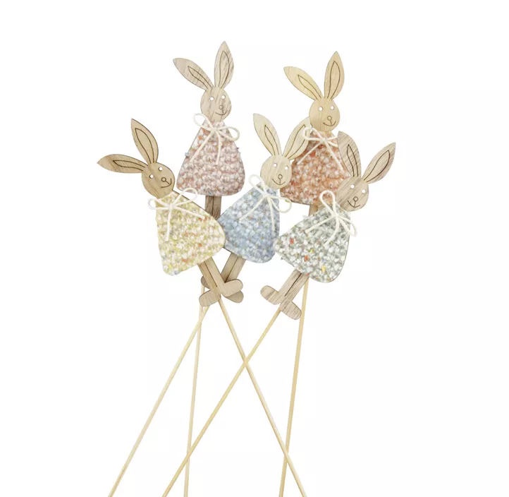 Blumenstecker Hase Wollart Holz