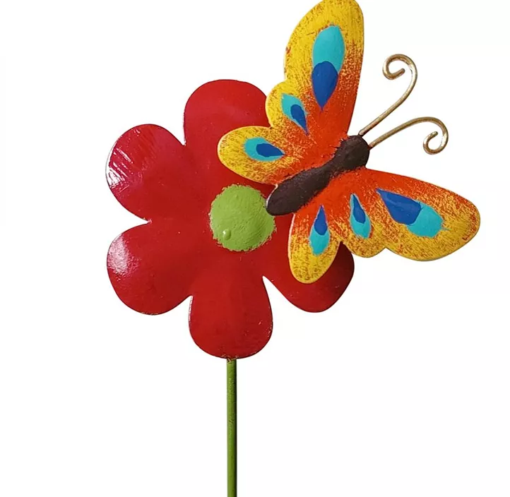Gartenstecker Blume mit Schmetterling