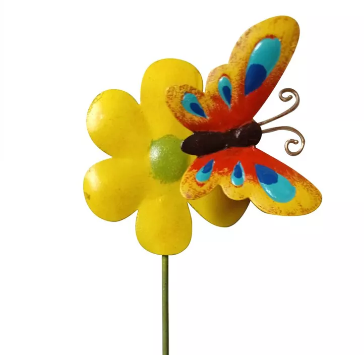 Gartenstecker Blume mit Schmetterling