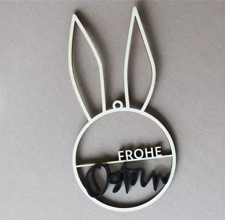 Hase-Holzring 'Frohe Ostern'