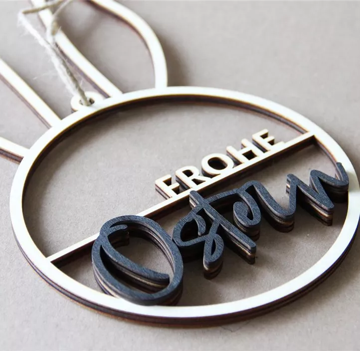 Hase-Holzring 'Frohe Ostern'