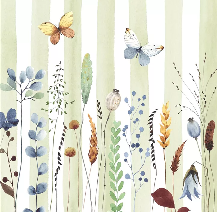 Servietten 'Flowers and Stripes'