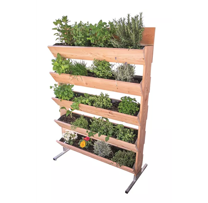 Vertikales Hochbeet mit 5 Stufen und verzinkten Pflanztrögen