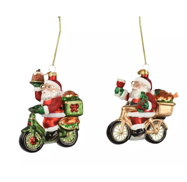 Glasfigur Weihnachtsmann-Moped