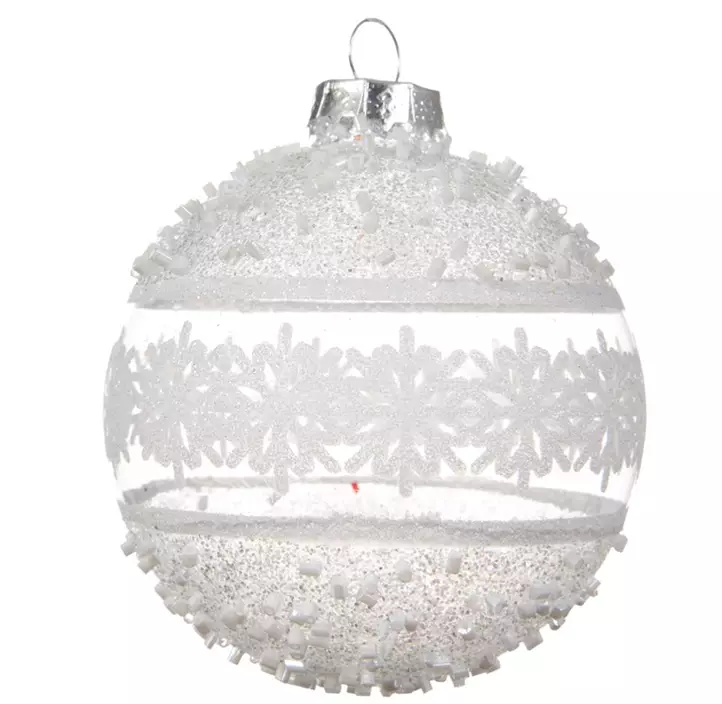 Glaskugel Snowflake mit Perlen