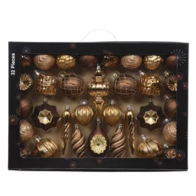 Christbaumschmuck-Mix Kugeln & Formen, 32-teilig