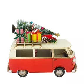 Bus mit Weihnachtsbaum aus Metall